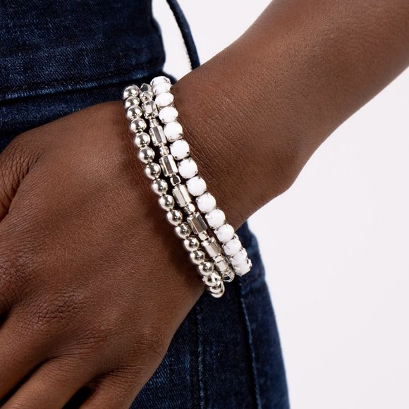 paparazzi Jewelry - Monochromatic Maverick - White Bracelet